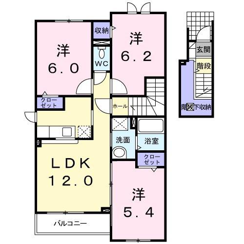 プラシード カーサT・R II(3LDK/2階)の間取り写真