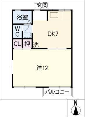 グリーンコーポ西阿倉川(1DK/1階)の間取り写真