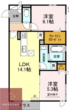 フローラ(2LDK/3階)の間取り写真