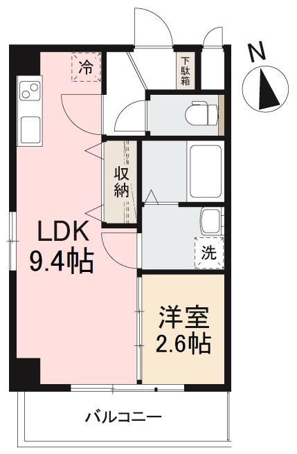 プレシャスタイム通町(1LDK/7階)の間取り写真