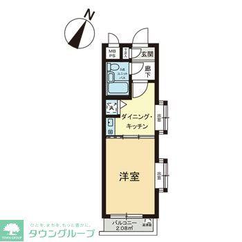 ライオンズマンション江古田第5(1K/2階)の間取り写真