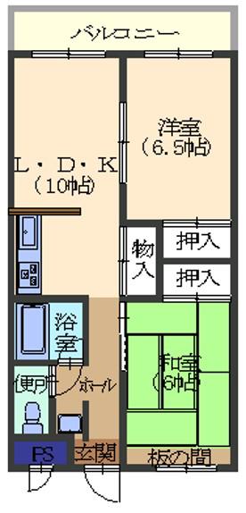 第一磯屋敷マンション(2LDK/1階)の間取り写真