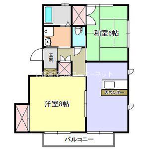 コンチェルト姶良(2DK/1階)の間取り写真