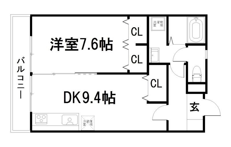 コープ鴨川B棟(1LDK/5階)の間取り写真