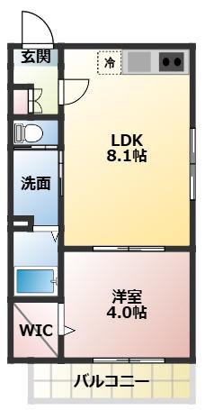 コンフォート薬園台(1LDK/2階)の間取り写真
