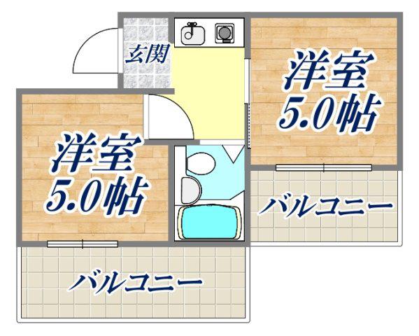 アメニティ東神戸5番館(2K/2階)の間取り写真