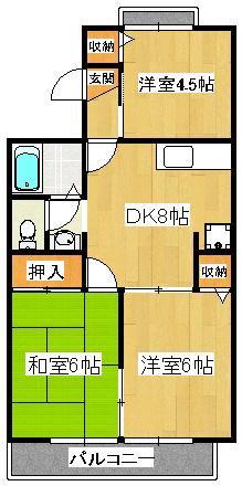 セジュール大柏(3DK/1階)の間取り写真
