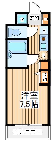 アカデミア清新(ワンルーム/4階)の間取り写真
