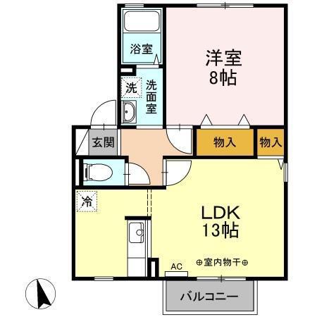 セジュール・F(1LDK/2階)の間取り写真