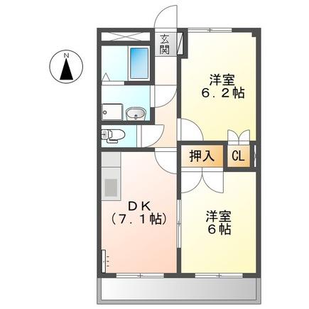 エーデル(2DK/2階)の間取り写真