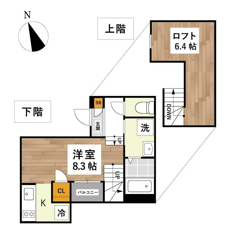 LA.CLASS上熊本サウス(ワンルーム/2階)の間取り写真