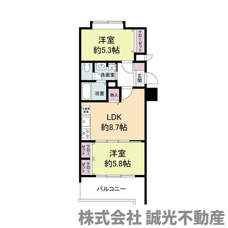 グランパーク天神(2LDK/3階)の間取り写真