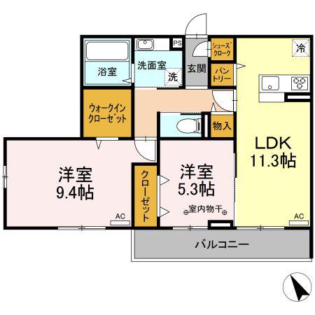 クレール(2LDK/3階)の間取り写真