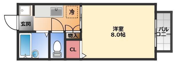 トゥインクルコート文化町13(1K/2階)の間取り写真