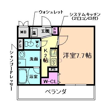 エナブル塚本II(1K/3階)の間取り写真