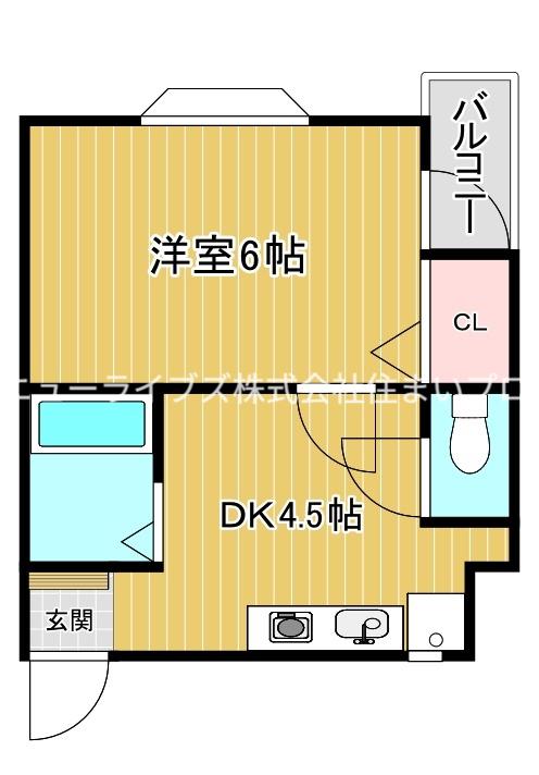 シャリエ城垣(1DK/1階)の間取り写真