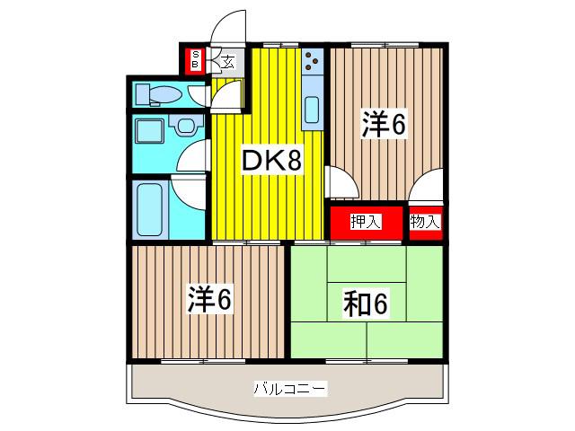 戸田公園ステイタス(3DK/9階)の間取り写真