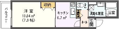 カーサハッピー中川(1DK/2階)の間取り写真