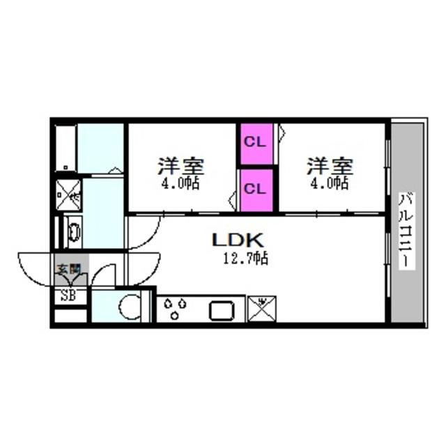 TIO GRACE(2LDK/3階)の間取り写真