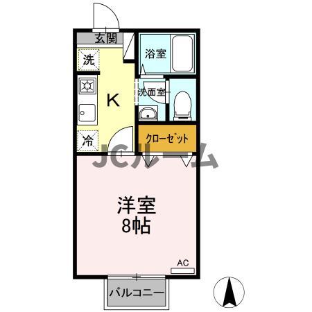 セジュールNK(1K/1階)の間取り写真