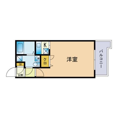 エステート・モア・天神倶楽部(1K/6階)の間取り写真