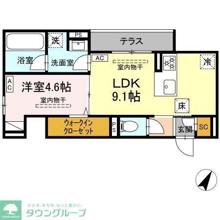 テムズフィオーレ(1LDK/3階)の間取り写真