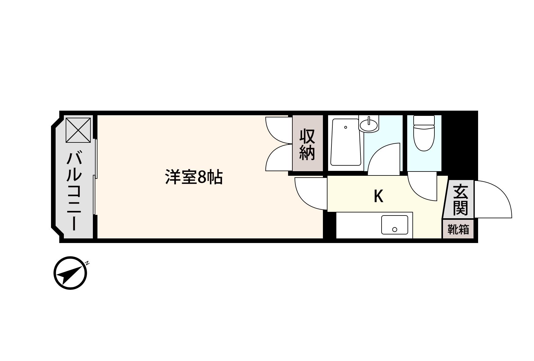 アシスト第7金沢マンション(1K/4階)の間取り写真