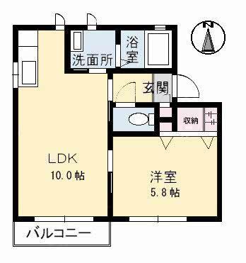 ラ・パルテール中庄(1LDK/2階)の間取り写真