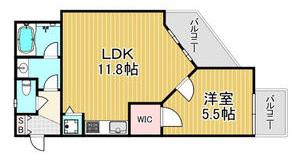 阪急今津線 西宮北口駅 徒歩4分 3階建 築24年(1LDK/3階)の間取り写真