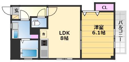 エフォールヒロ2(1LDK/3階)の間取り写真