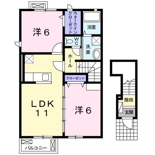 グラーベン(2LDK/2階)の間取り写真