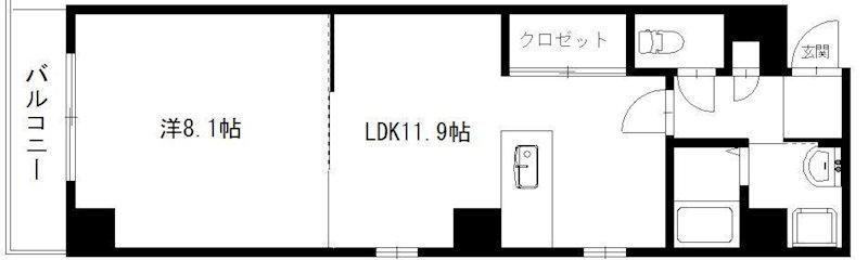サンリブレ(1LDK/6階)の間取り写真