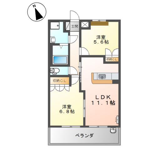 スカイフォレストII(2LDK/2階)の間取り写真