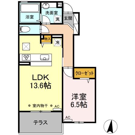 シルフィッド S(1LDK/1階)の間取り写真