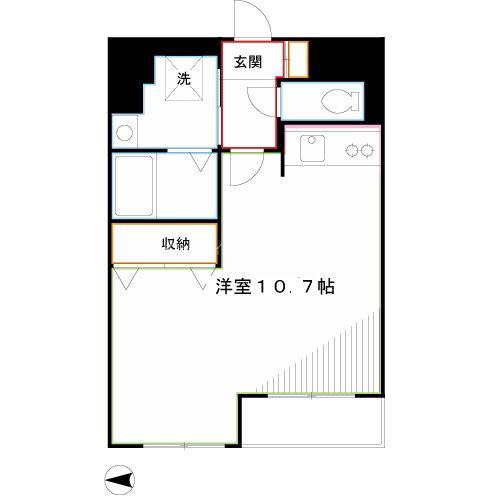 シルバストン(ワンルーム/2階)の間取り写真