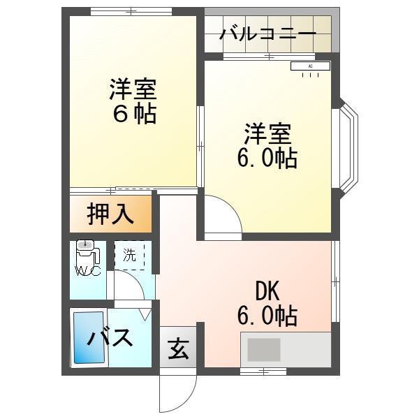 平佐町4530-1(2DK/2階)の間取り写真