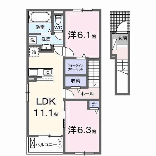 アルディエンテ・Y(2LDK/2階)の間取り写真