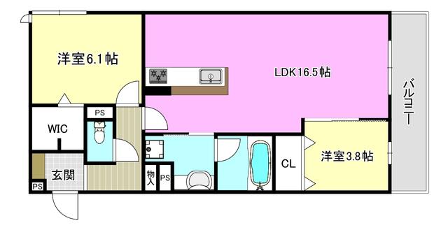 TORISIA千里丘I(2LDK/1階)の間取り写真