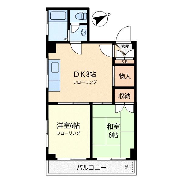 サントノーレ市川(2DK/2階)の間取り写真