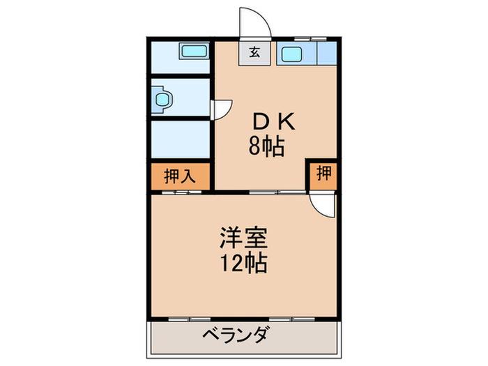葛岡マンション(1DK/1階)の間取り写真