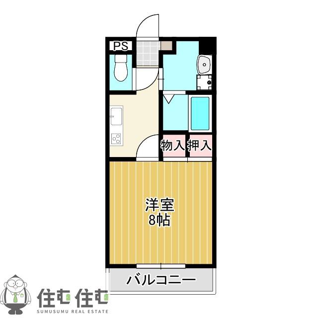 WING HILLS(1DK/2階)の間取り写真