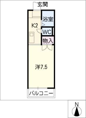 ジュネスヤゴト(1K/2階)の間取り写真