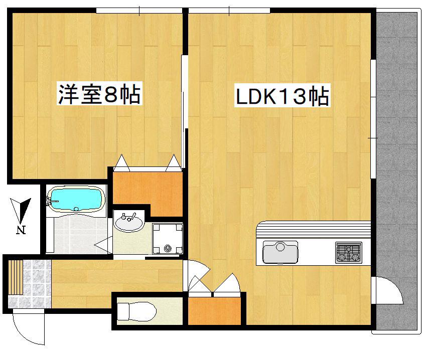 サンスカイハウス堀江(1SDK/2階)の間取り写真