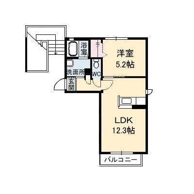 アンシャンテくろだ(1LDK/2階)の間取り写真