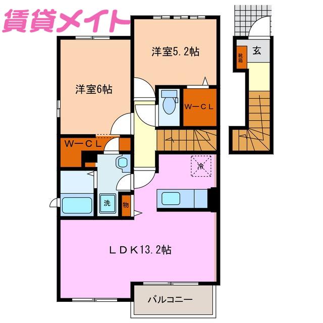 クオーレ I(2LDK/2階)の間取り写真