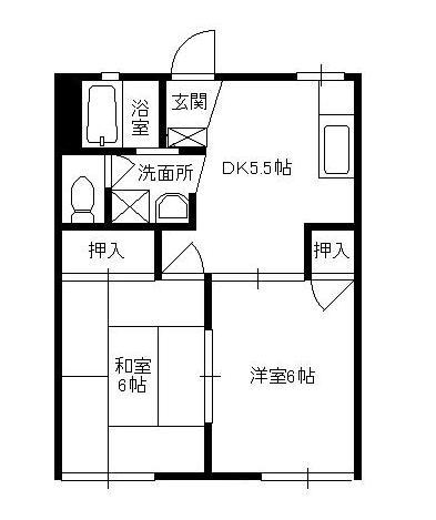 ベルビュー(2DK/2階)の間取り写真