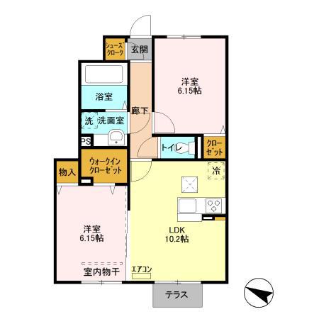 舘の杜 アクシア(2LDK/1階)の間取り写真