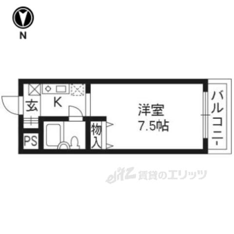 チコーベルメゾン札ノ辻Ⅰ(1K/1階)の間取り写真