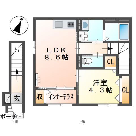 スターテラスII中野東(1LDK/2階)の間取り写真