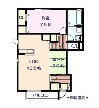 フローラK(1LDK/1階)の間取り写真